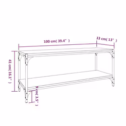 vidaXL TV Cabinet Engineered Wood and Steel Media Unit Multi Colours/Sizes - Grey sonoma, 100 x 33 x 41 cm