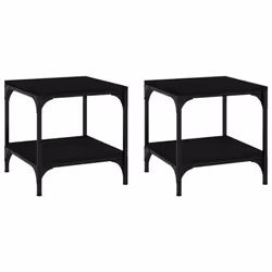 vidaXL 1/2x Side Table Engineered Wood Couch Tea Table Multi Colours/Sizes - Black, 40 x 40 x 40 cm/2 pcs
