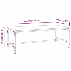 vidaXL 1/2x Side Table Engineered Wood Couch Tea Table Multi Colours/Sizes - Smoked oak, 100 x 50 x 35 cm - Additional view 7