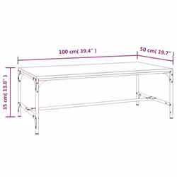 vidaXL 1/2x Side Table Engineered Wood Couch Tea Table Multi Colours/Sizes - Grey sonoma, 100 x 50 x 35 cm