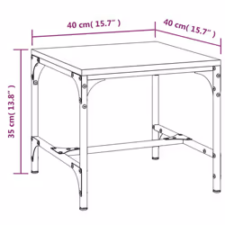 vidaXL 1/2x Side Table Engineered Wood Couch Tea Table Multi Colours/Sizes - Smoked oak, 40 x 40 x 35 cm - Additional view 7