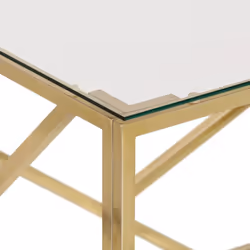 vidaXL Coffee Table End Table Sofa Table Stainless Steel and Tempered Glass - gold, glass - Additional view 4