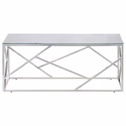 vidaXL Coffee Table End Table Sofa Table Stainless Steel and Tempered Glass - silver and white, glass