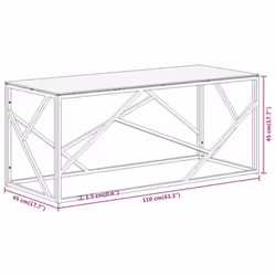 vidaXL Coffee Table End Table Sofa Table Stainless Steel and Tempered Glass - silver and white, glass