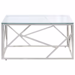 vidaXL Coffee Table End Table Sofa Table Stainless Steel and Tempered Glass - silver, glass