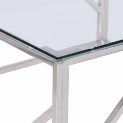 vidaXL Coffee Table End Table Sofa Table Stainless Steel and Tempered Glass - silver, glass - Additional view 4