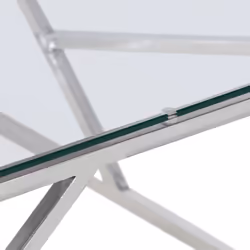 vidaXL Coffee Table End Table Sofa Table Stainless Steel and Tempered Glass - silver, glass - Additional view 6