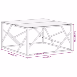 vidaXL Coffee Table End Table Sofa Table Stainless Steel and Tempered Glass - silver, glass - Additional view 8