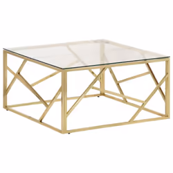 vidaXL Coffee Table End Table Sofa Table Stainless Steel and Tempered Glass - gold, glass