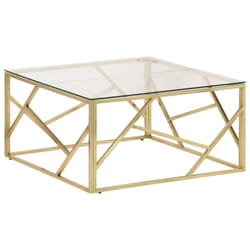 vidaXL Coffee Table End Table Sofa Table Stainless Steel and Tempered Glass - gold, glass