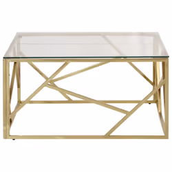 vidaXL Coffee Table End Table Sofa Table Stainless Steel and Tempered Glass - gold, glass