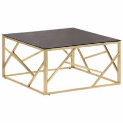 vidaXL Coffee Table End Table Sofa Table Stainless Steel and Tempered Glass - gold and black, glass