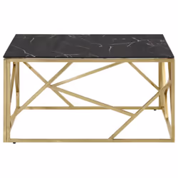 vidaXL Coffee Table End Table Sofa Table Stainless Steel and Tempered Glass - gold and black, glass