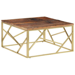 vidaXL Coffee Table End Table Sofa Table Stainless Steel and Tempered Glass - gold, solid sleeper wood
