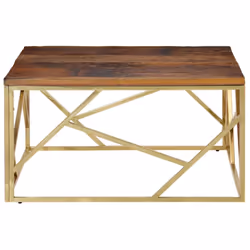 vidaXL Coffee Table End Table Sofa Table Stainless Steel and Tempered Glass - gold, solid sleeper wood