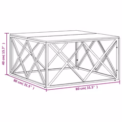 vidaXL Coffee Table Side Table Silver Stainless Steel and Solid Wood Reclaimed
