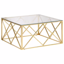 vidaXL Coffee Table End Table Sofa Table Stainless Steel and Tempered Glass - gold, glass