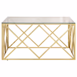 vidaXL Coffee Table End Table Sofa Table Stainless Steel and Tempered Glass - gold, glass