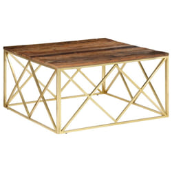 vidaXL Coffee Table End Table Sofa Table Stainless Steel and Tempered Glass - gold, solid sleeper wood