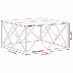 vidaXL Coffee Table End Table Sofa Table Stainless Steel and Tempered Glass - gold, solid sleeper wood