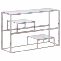 vidaXL Console Table End Table Accent Table Stainless Steel and Tempered Glass - silver, glass