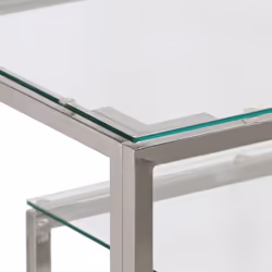 vidaXL Console Table End Table Accent Table Stainless Steel and Tempered Glass - silver, glass - Additional view 4