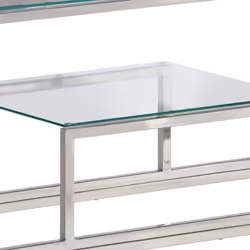 vidaXL Console Table End Table Accent Table Stainless Steel and Tempered Glass - silver, glass - Additional view 6