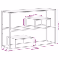 vidaXL Console Table End Table Accent Table Stainless Steel and Tempered Glass - silver, glass - Additional view 8