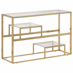 vidaXL Console Table End Table Accent Table Stainless Steel and Tempered Glass - gold, glass