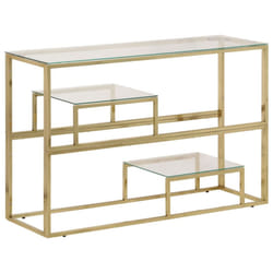 vidaXL Console Table End Table Accent Table Stainless Steel and Tempered Glass - gold, glass