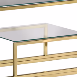 vidaXL Console Table End Table Accent Table Stainless Steel and Tempered Glass - gold, glass - Additional view 4