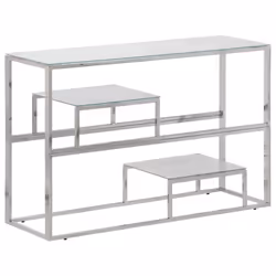 vidaXL Console Table End Table Accent Table Stainless Steel and Tempered Glass - silver and white, glass