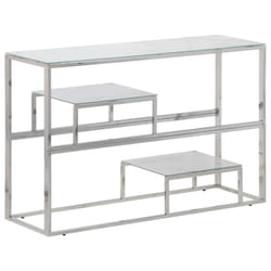 vidaXL Console Table End Table Accent Table Stainless Steel and Tempered Glass - silver and white, glass