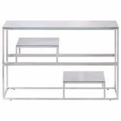 vidaXL Console Table End Table Accent Table Stainless Steel and Tempered Glass - silver and white, glass