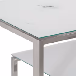 vidaXL Console Table End Table Accent Table Stainless Steel and Tempered Glass - silver and white, glass - Additional view 4