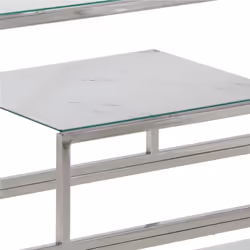 vidaXL Console Table End Table Accent Table Stainless Steel and Tempered Glass - silver and white, glass - Additional view 6