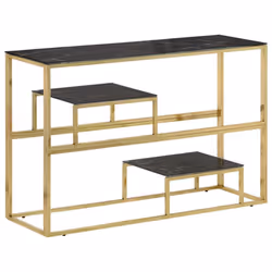 vidaXL Console Table End Table Accent Table Stainless Steel and Tempered Glass - gold and black, glass