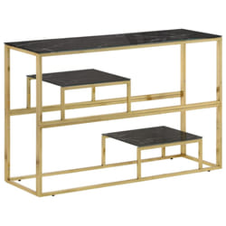 vidaXL Console Table End Table Accent Table Stainless Steel and Tempered Glass - gold and black, glass