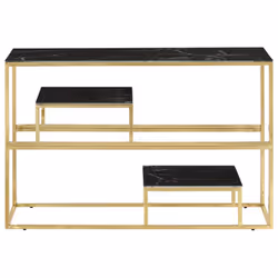 vidaXL Console Table End Table Accent Table Stainless Steel and Tempered Glass - gold and black, glass