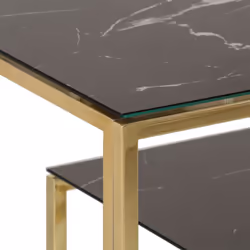 vidaXL Console Table End Table Accent Table Stainless Steel and Tempered Glass - gold and black, glass - Additional view 4