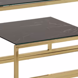 vidaXL Console Table End Table Accent Table Stainless Steel and Tempered Glass - gold and black, glass - Additional view 6