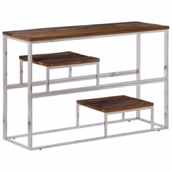 vidaXL Console Table End Table Accent Table Stainless Steel and Tempered Glass - silver, solid sleeper wood