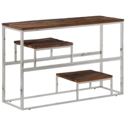 vidaXL Console Table End Table Accent Table Stainless Steel and Tempered Glass - silver, solid sleeper wood