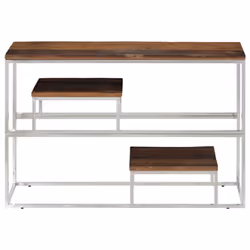 vidaXL Console Table End Table Accent Table Stainless Steel and Tempered Glass - silver, solid sleeper wood