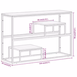 vidaXL Console Table End Table Accent Table Stainless Steel and Tempered Glass - silver, solid sleeper wood - Additional view 8