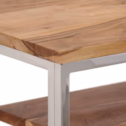 vidaXL Console Table End Table Accent Table Stainless Steel and Tempered Glass - silver, solid acacia wood - Additional view 4
