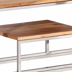 vidaXL Console Table End Table Accent Table Stainless Steel and Tempered Glass - silver, solid acacia wood - Additional view 6