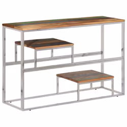 vidaXL Console Table End Table Accent Table Stainless Steel and Tempered Glass - silver, solid reclaimed wood