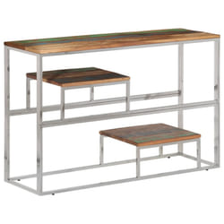 vidaXL Console Table End Table Accent Table Stainless Steel and Tempered Glass - silver, solid reclaimed wood