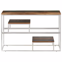 vidaXL Console Table End Table Accent Table Stainless Steel and Tempered Glass - silver, solid reclaimed wood